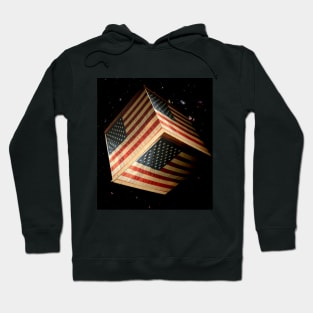 American Flag Cube in Space Hoodie